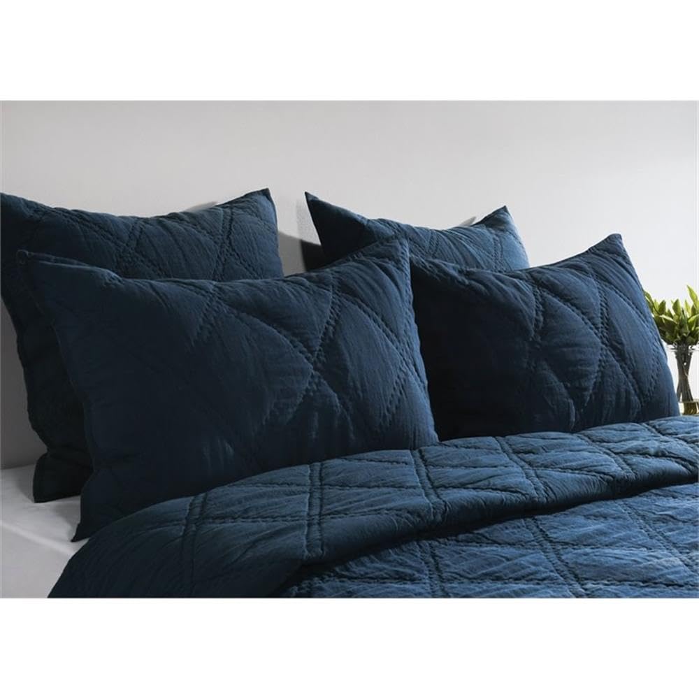 Kosas Home Casi 26X26 Belgian Flax Linen Fabric Euro Sham In Midnight Blue