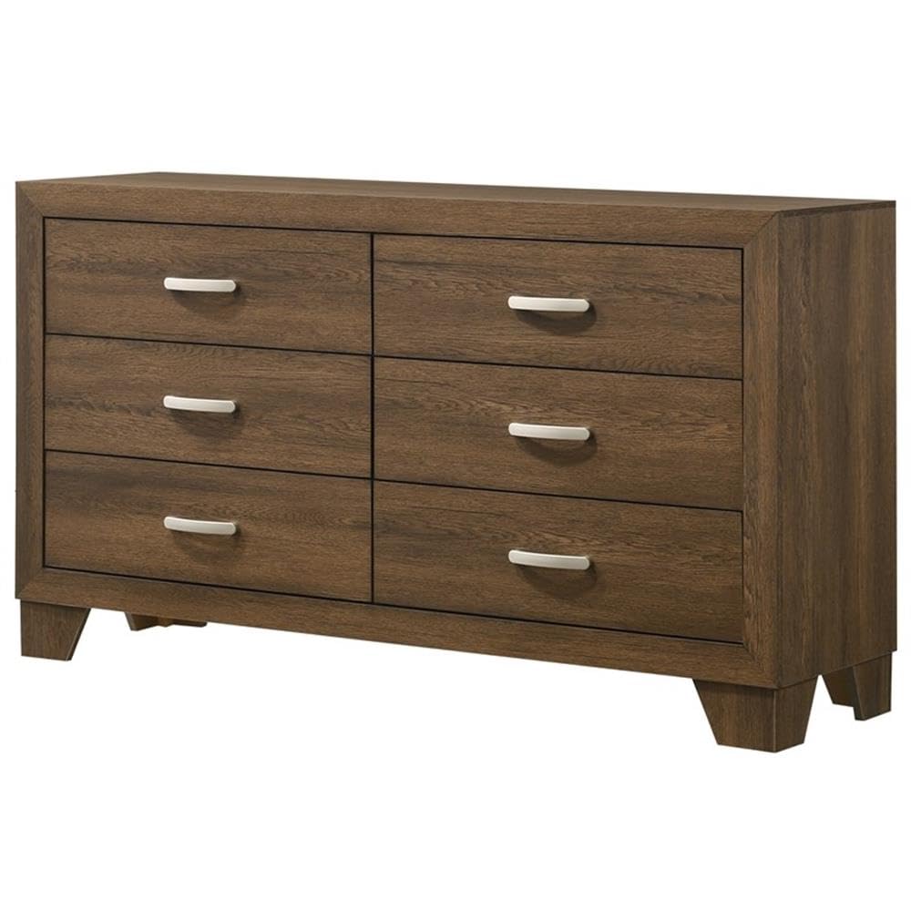 Acme Miquell Composite Wood 6-Drawer Bedroom Dresser In Oak