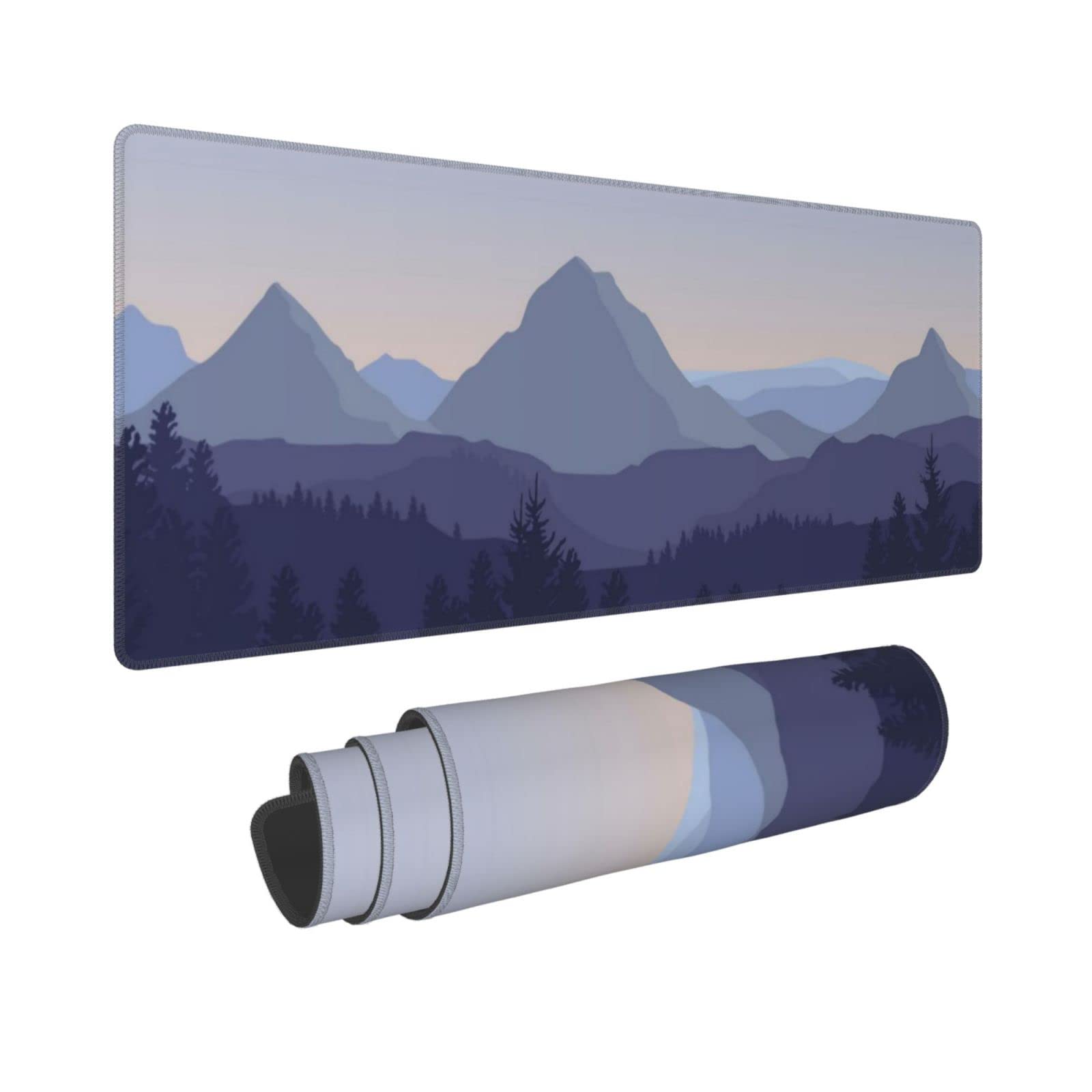 Mountain Forest Scenery Gaming Mouse Pad Xl Extended Large Mousepad With Nonslip Rubber Base Stitched Edges Laptop Computer Keyb