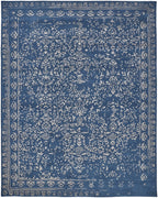 HomeRoots 512522 8 x 10 ft. Blue & Silver Wool Floral Hand Tufted Handmade Distressed Rectangle Area Rug