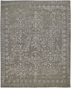HomeRoots 512529 9 x 12 ft. Gray Taupe & Silver Wool Floral Hand Tufted Handmade Distressed Rectangle Area Rug
