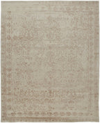 HomeRoots 512534 8 x 10 ft. Ivory Tan & Pink Wool Floral Hand Tufted Handmade Distressed Rectangle Area Rug