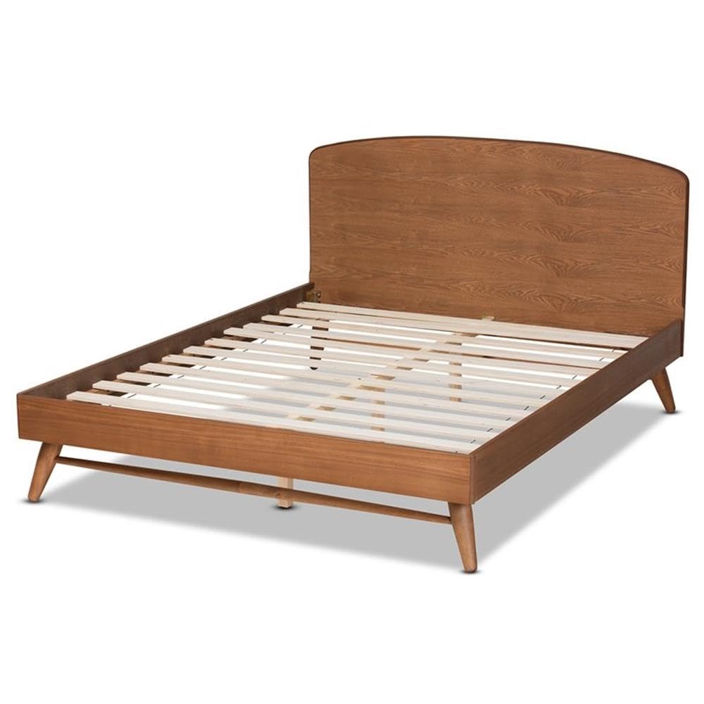 Baxton Studio Keagan Mid-Century Modern Transitional Walnut Brown Finished Wood King Size Platform Bed