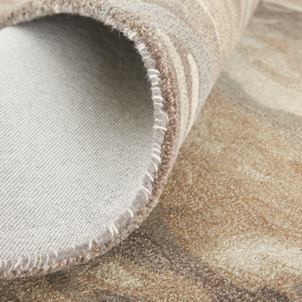 HomeRoots 512732 8 x 10 ft. Brown Gray & Tan Wool Abstract Hand Tufted Handmade Stain Resistant Rectangle Area Rug