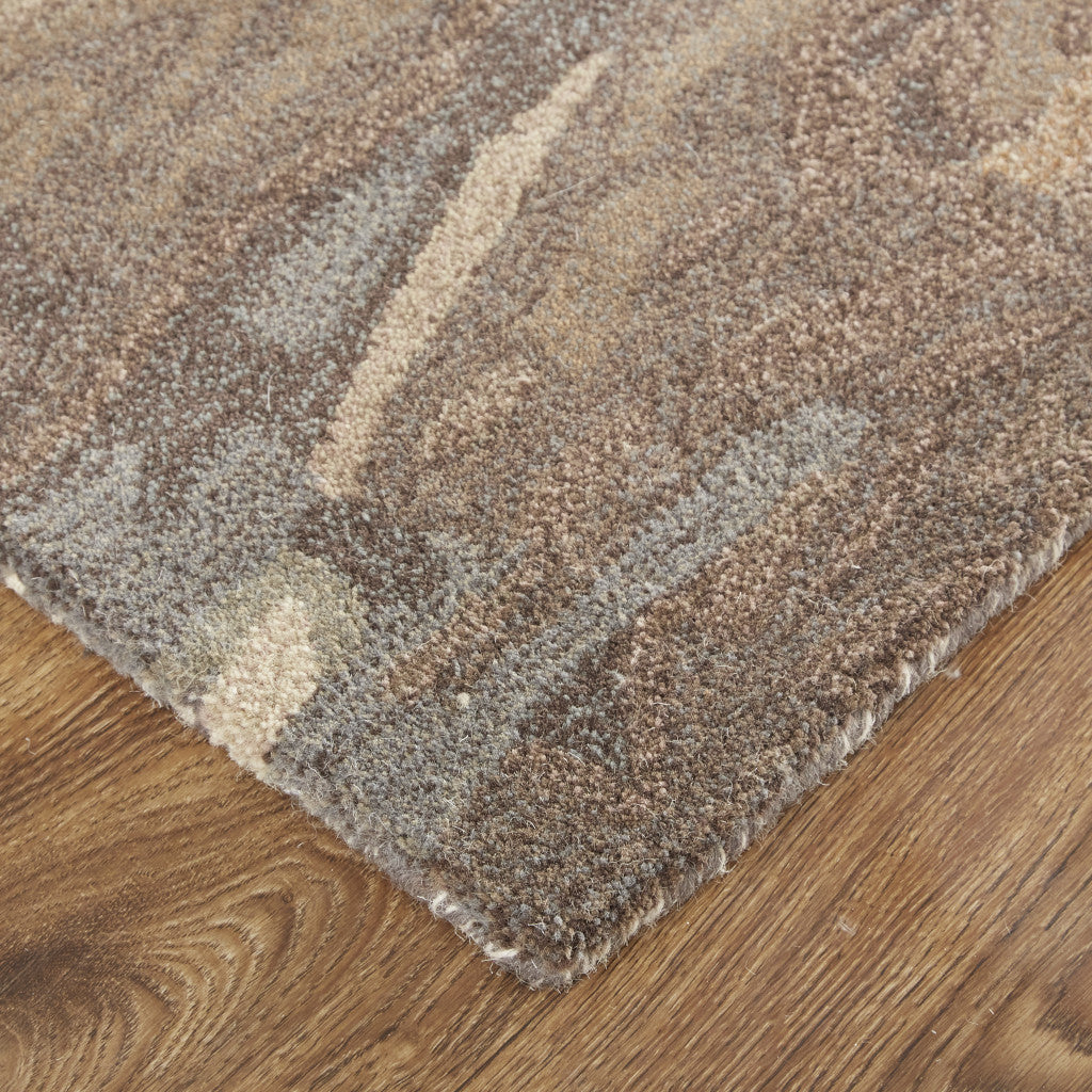 HomeRoots 512733 9 x 12 ft. Brown Gray & Tan Wool Abstract Hand Tufted Handmade Stain Resistant Rectangle Area Rug