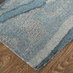 HomeRoots 512750 8 x 10 ft. Blue Red & Ivory Wool Abstract Hand Tufted Handmade Stain Resistant Rectangle Area Rug