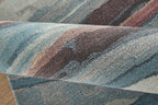 HomeRoots 512750 8 x 10 ft. Blue Red & Ivory Wool Abstract Hand Tufted Handmade Stain Resistant Rectangle Area Rug