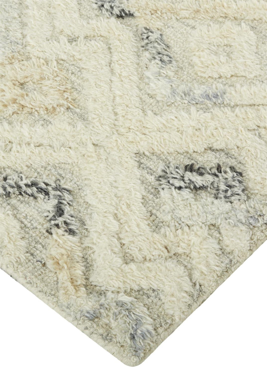 HomeRoots 512764 10 x 14 ft. Ivory Gray & Black Wool Geometric Tufted Handmade Rectangle Area Rug