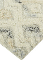 HomeRoots 512764 10 x 14 ft. Ivory Gray & Black Wool Geometric Tufted Handmade Rectangle Area Rug