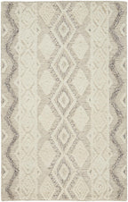 HomeRoots 512776 8 x 10 ft. Ivory Taupe & Gray Wool Geometric Hand Tufted Handmade Stain Resistant Rectangle Area Rug
