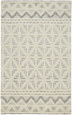 HomeRoots 512783 8 x 10 ft. Ivory & Black Wool Geometric Hand Tufted Handmade Stain Resistant Rectangle Area Rug