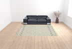 HomeRoots 512784 9 x 12 ft. Ivory & Black Wool Geometric Hand Tufted Handmade Stain Resistant Rectangle Area Rug