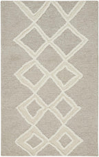 HomeRoots 512790 8 x 10 ft. Gray & Ivory Wool Geometric Hand Tufted Handmade Stain Resistant Rectangle Area Rug