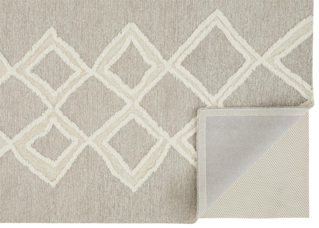 HomeRoots 512790 8 x 10 ft. Gray & Ivory Wool Geometric Hand Tufted Handmade Stain Resistant Rectangle Area Rug