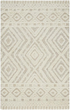 HomeRoots 512797 8 x 10 ft. Ivory & Tan Wool Geometric Hand Tufted Handmade Stain Resistant Rectangle Area Rug