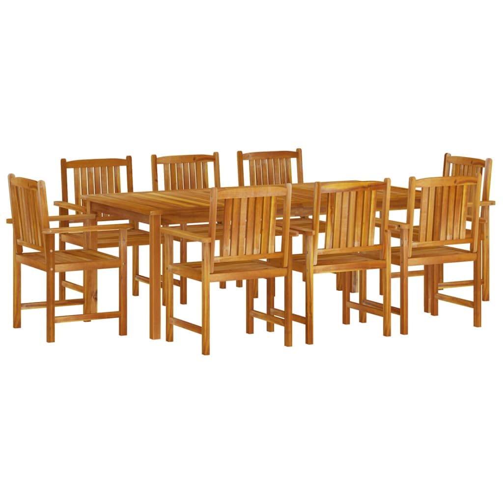vidaXL 9-Piece Patio Dining Set - Solid Acacia Wood - Spacious and Elegant Design - Features Umbrella Hole - Weather-resistant Chairs