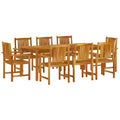 vidaXL 9-Piece Patio Dining Set - Solid Acacia Wood - Spacious and Elegant Design - Features Umbrella Hole - Weather-resistant Chairs
