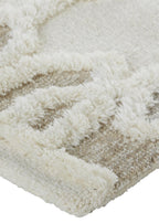 HomeRoots 512805 9 x 12 ft. Ivory Tan & Silver Wool Geometric Hand Tufted Handmade Stain Resistant Rectangle Area Rug