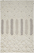 HomeRoots 512811 8 x 10 ft. Ivory Taupe & Tan Wool Geometric Hand Tufted Handmade Stain Resistant Rectangle Area Rug