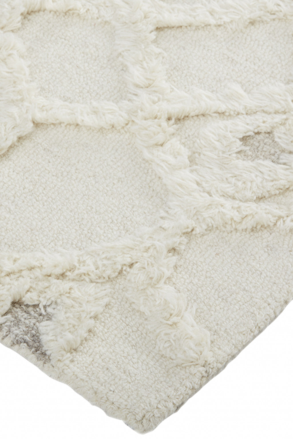 HomeRoots 512811 8 x 10 ft. Ivory Taupe & Tan Wool Geometric Hand Tufted Handmade Stain Resistant Rectangle Area Rug