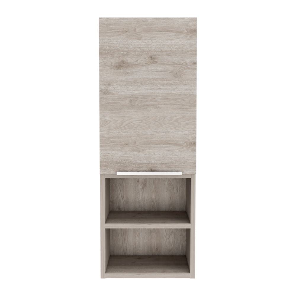 DEPOT E-SHOP Savona Medicine Single Door Cabinet with Two Interior Shelves and Two External Shelves, 32" H, Light Gray, Bathroom
