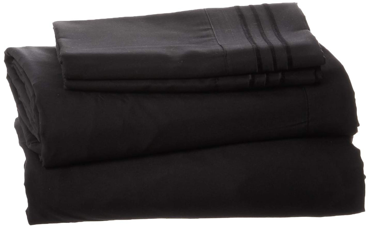Cosy House Collection King Size Bed Sheets - Black Luxury Sheet Set - Deep Pocket - Super Soft Hotel Bedding - Cool & Wrinkle Fr