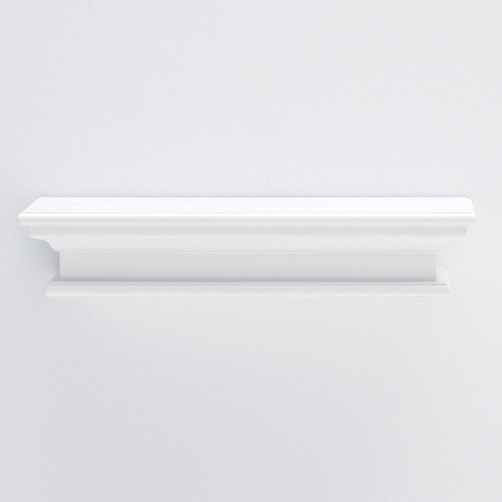 NovaSolo Halifax Pure White Mahogany Wood Floating Shelf, Medium