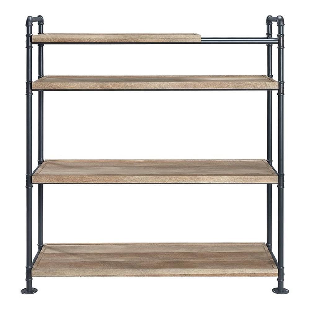 Acme Brantley Bookshelf with 4 Wooden Shelves in Oak and Sandy Black