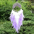 Pretty Jolly Fairy Purple Tree of Life Dream Catcher Wall Decor with Healing Crystal Stone Handmade Feather Dream Catchers Decor