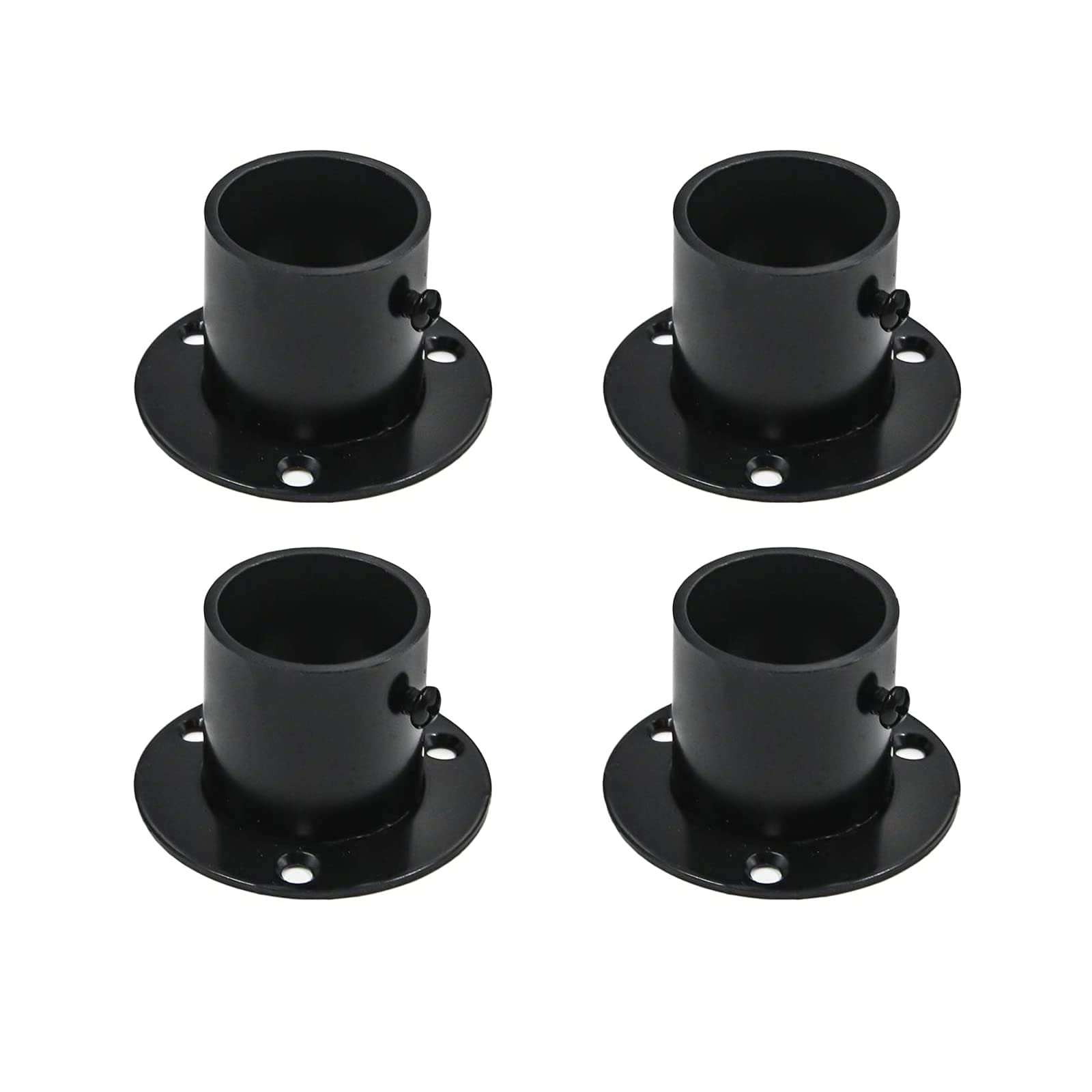 Antrader Stainless Steel Closet Rod Flange Holder Shower Socket Bracket Support, 1-1/4 Inch Dia Matte Black, Pack of 4