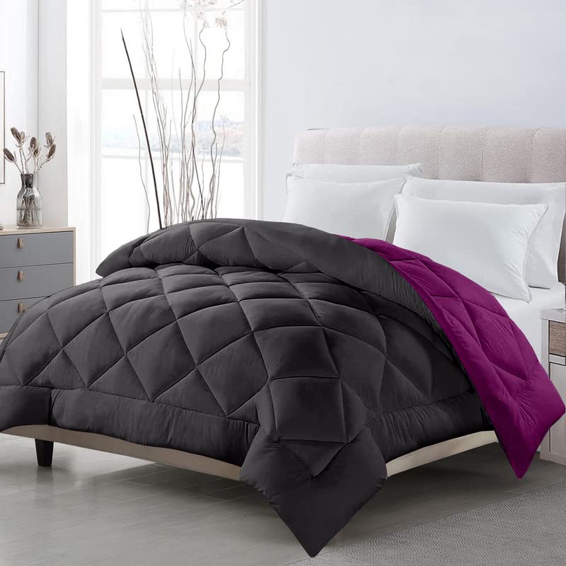 TundwalS Microfiber Reversible Solid Extra Comfort & Soft Comforter||Blanket Double Bed 210 Gsm Quilt Grey  Purple 1 (Piece)