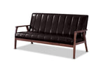 Baxton Studio BBT8011A2-Brown Sofas, 29.45LX63.38WX31.59H, Dark Brown