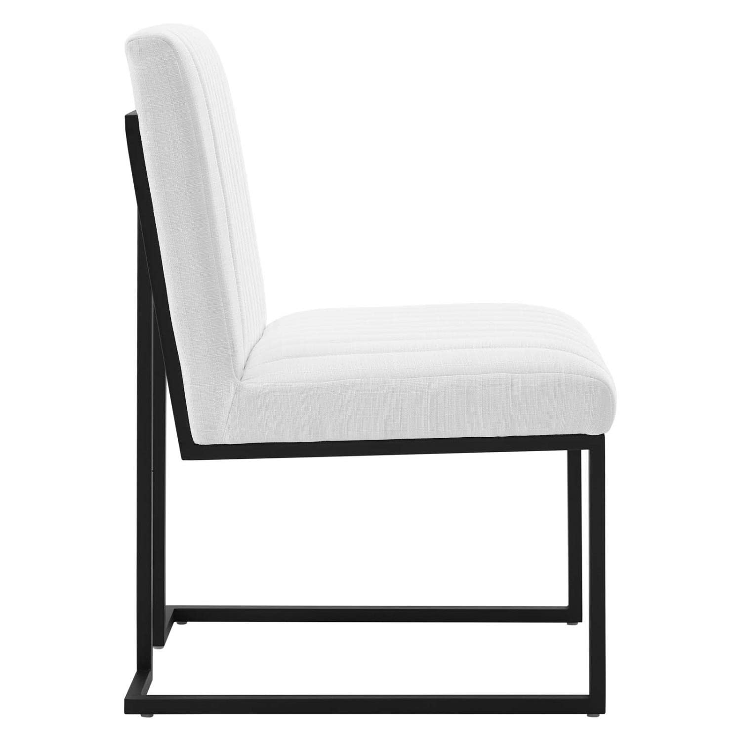 Modway Indulge Channel Tufted Fabric Dining Chair in White