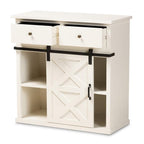 Baxton Studio Nadia Modern and Contemporary Farmhouse White Finished Wood and Black Metal 2-Door Sideboard Buffet