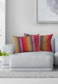 Amazon Brand  Umi Cotton Salsa Stripe Cushion Cover Set Of 2 12X20 Inch Red/Rust Multicolour Large Square Throw Pillow Covers F