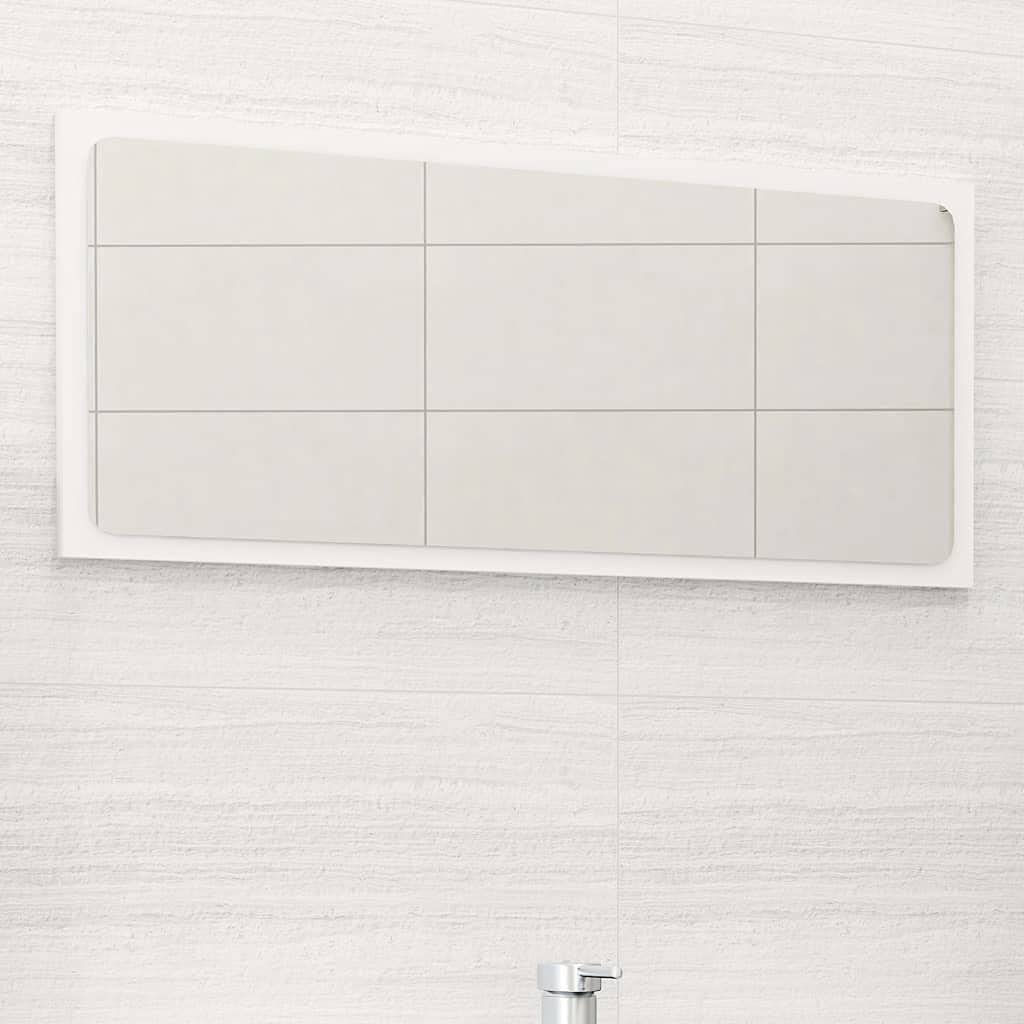 vidaXL White Bathroom Mirror, 31.5&quot;x0.6&quot;x14.6&quot;, Engineered Wood and Acrylic, Wall-Mountable, Easy to Clean, Contemporary Design