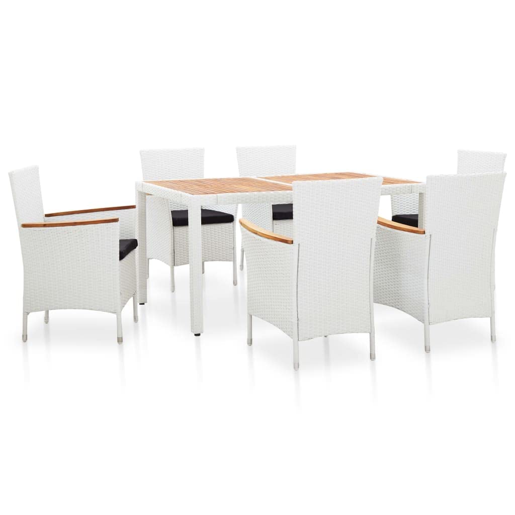 vidaXL 7 Piece Outdoor Dining Set Poly Rattan White