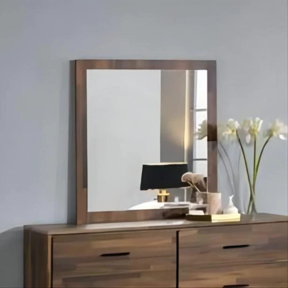 Acme Hestia Rectangular Wooden Frame Mirror In Walnut