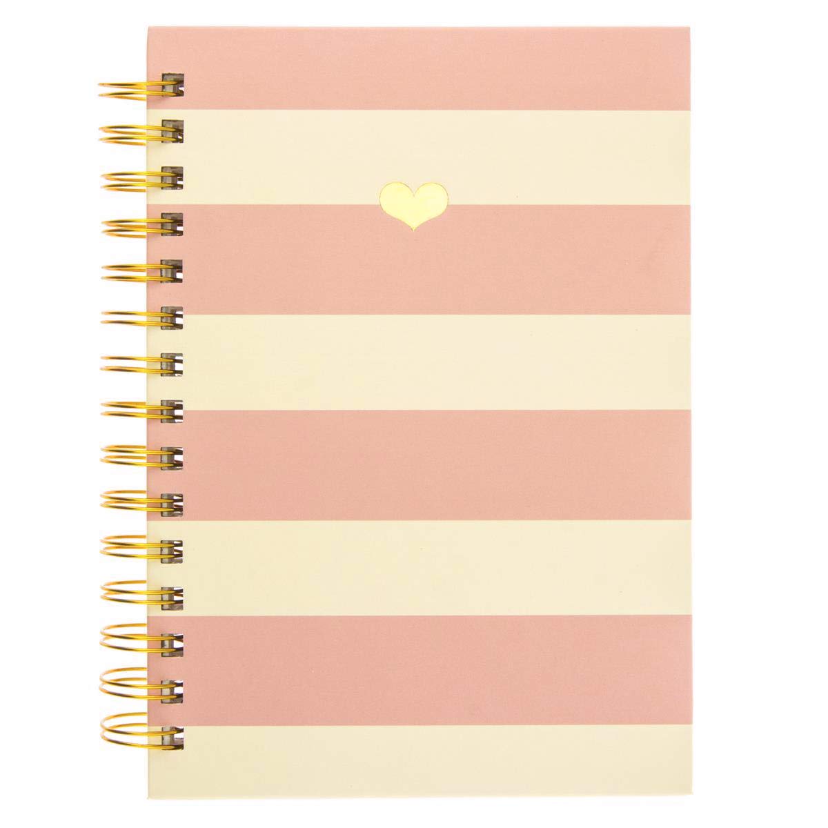 Graphique Hardbound Spiral Journal | Heart Of Gold Pink Stripe Design | Premium Paper | Notebook | Diary | Lists | Record Month