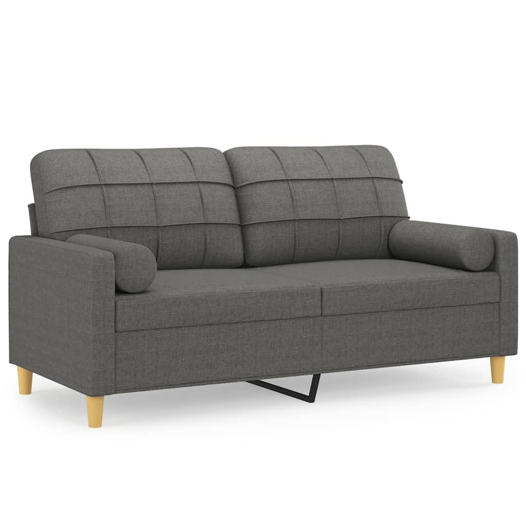 vidaXL 2-Seater Modern Sofa with Throw Pillows - Light Gray Fabric Upholstery - Durable Metal Frame - Comfortably Seats Two