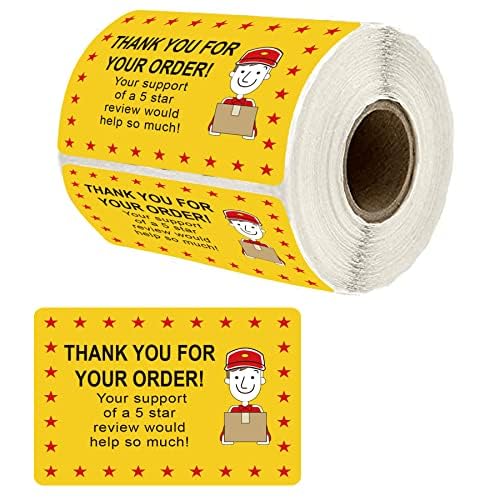 250 Pcs 5 Star Review Delivery Labels Thank You For Your Order Stickers 2 X 3 Inch - Food Delivery Tamper Evident Sealed For Fre