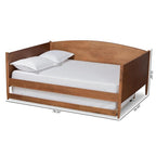 Baxton Studio Veles Mid-Century Modern Ash Walnut Finished Wood Full Size Daybed with Trundle