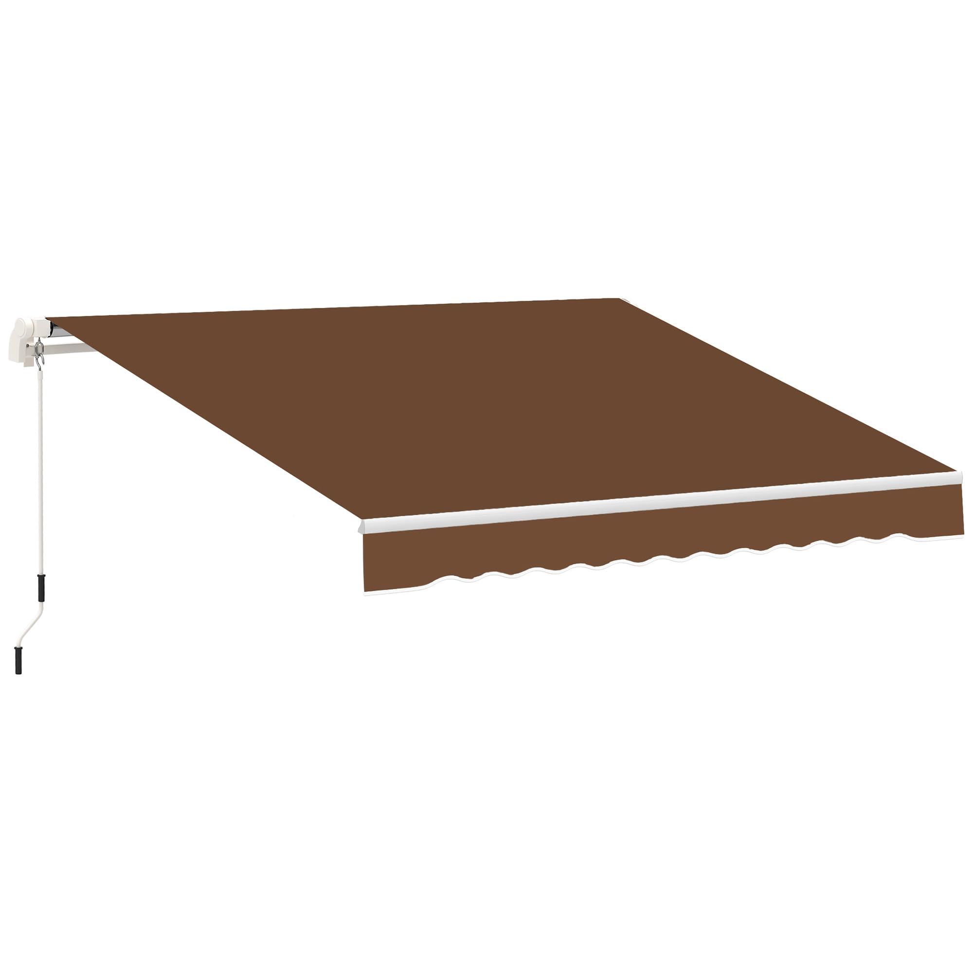 Outsunny 10' X 8' Retractable Awning, Patio Awnings, Sunshade Shelter W/Manual Crank Handle, Uv & Water-Resistant Fabric And Alu