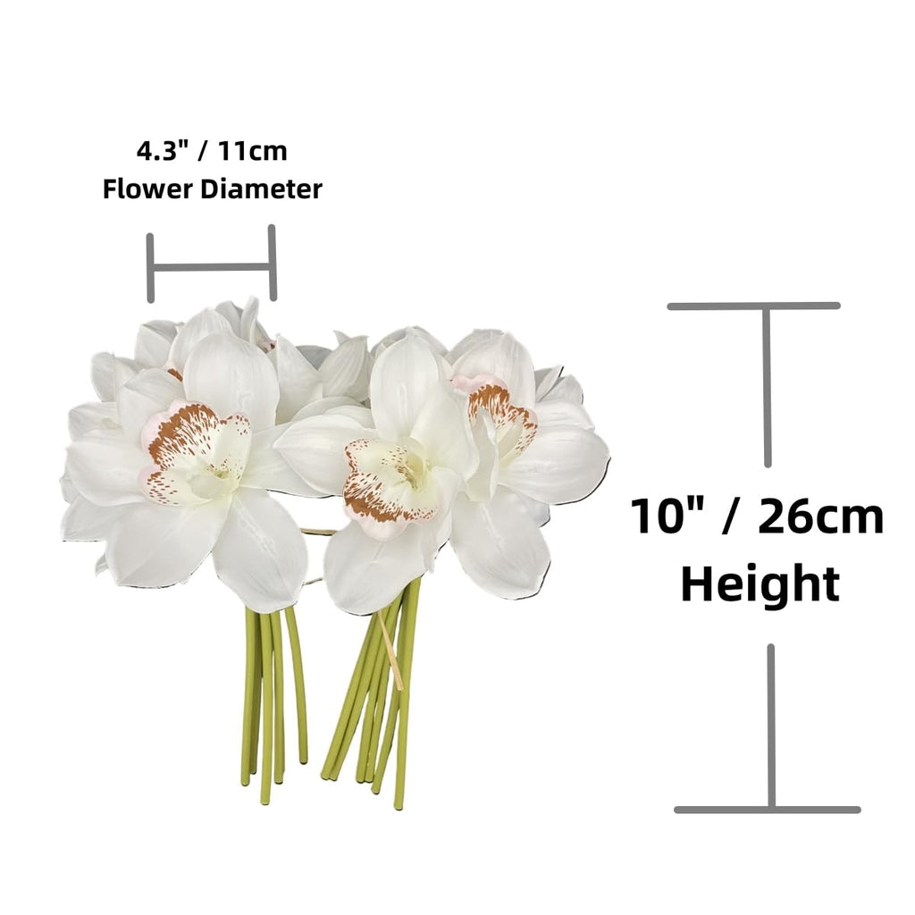 Lebritamfa 12 Pcs High Quaulity Latex Real Touch Cymbidium Orchid Artificial Flower Bouquet For Wedding Holiday Bridal Bouquet H