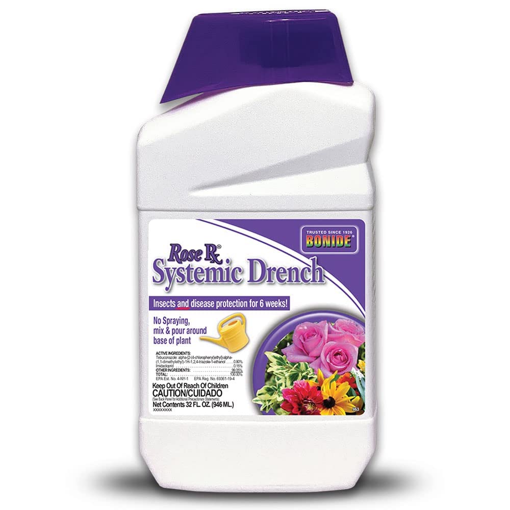 Bonide Rose Rx Systemic Drench, 32 Oz Concentrate, Garden Insect & Disease Prevention For Roses, Flowers And Ornamentals