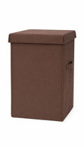 Asm bags, 80L Foldable Laundry Basket with Lid and Handle, Collapsible Storage Hamper, Brown