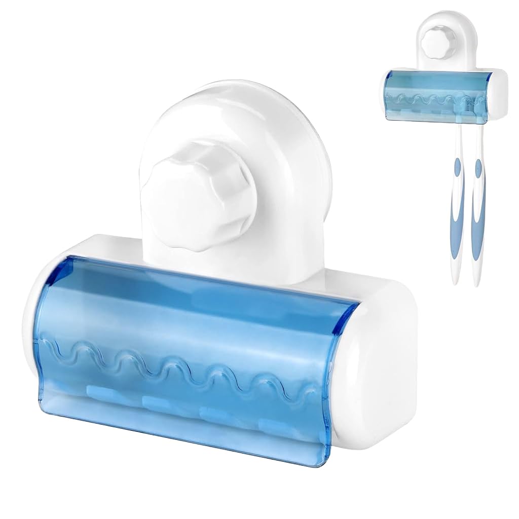 HASTHIP Suction Toothbrush Holder 5Slot Wall Mount Dust Guard Family Use