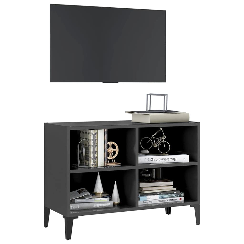vidaXL TV Cabinet with Metal Legs Gray 27.4&quot;x12&quot;x20&quot;