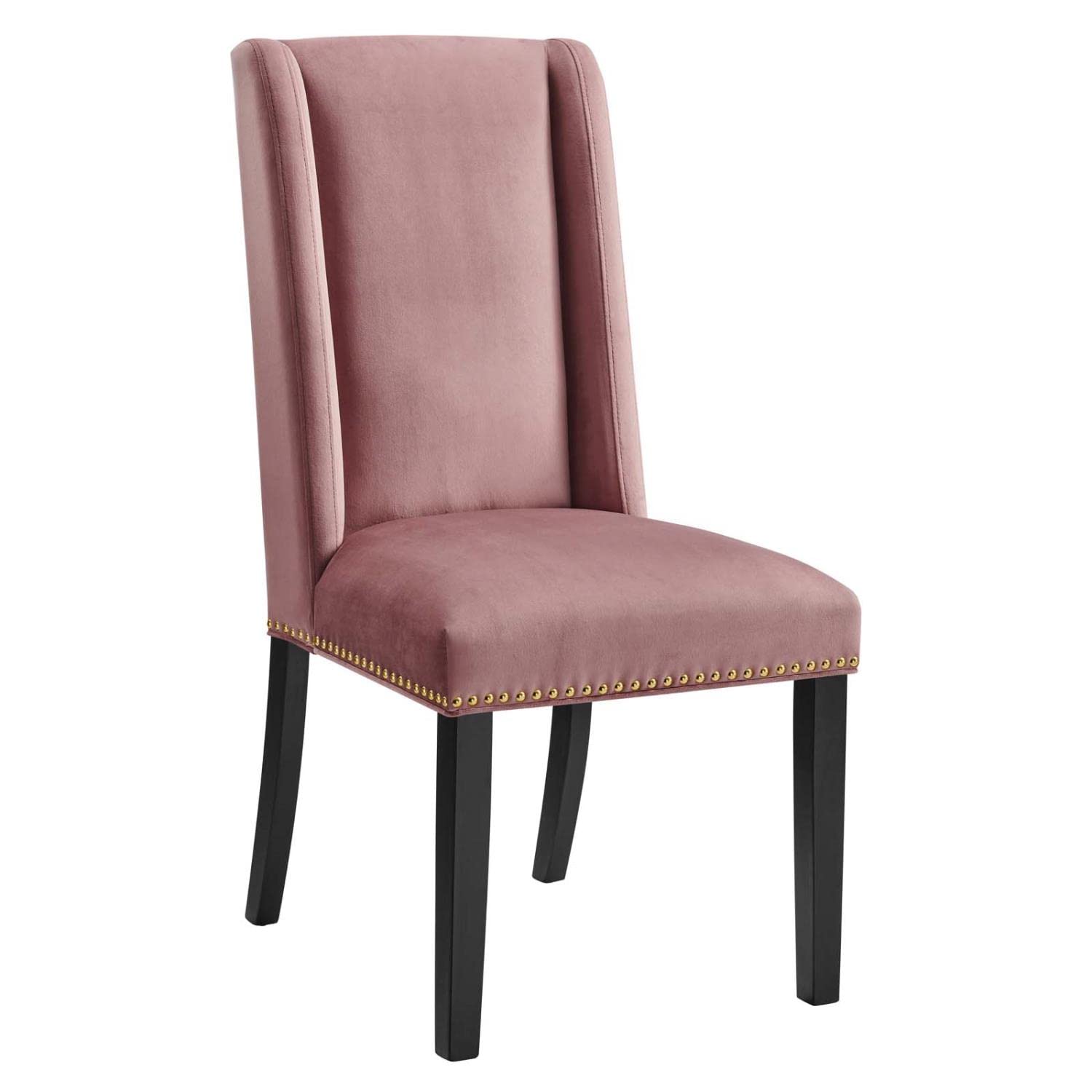 Modway Baron 19.5&Quot; Modern Velvet Dining Chairs In Rose Pink/Black (Set Of 2)