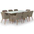 vidaXL 9 Piece Garden Dining Set with Cushions Durable Poly Rattan and Powder Coated Steel Frame Perfect for Indoor Outdoor Use 